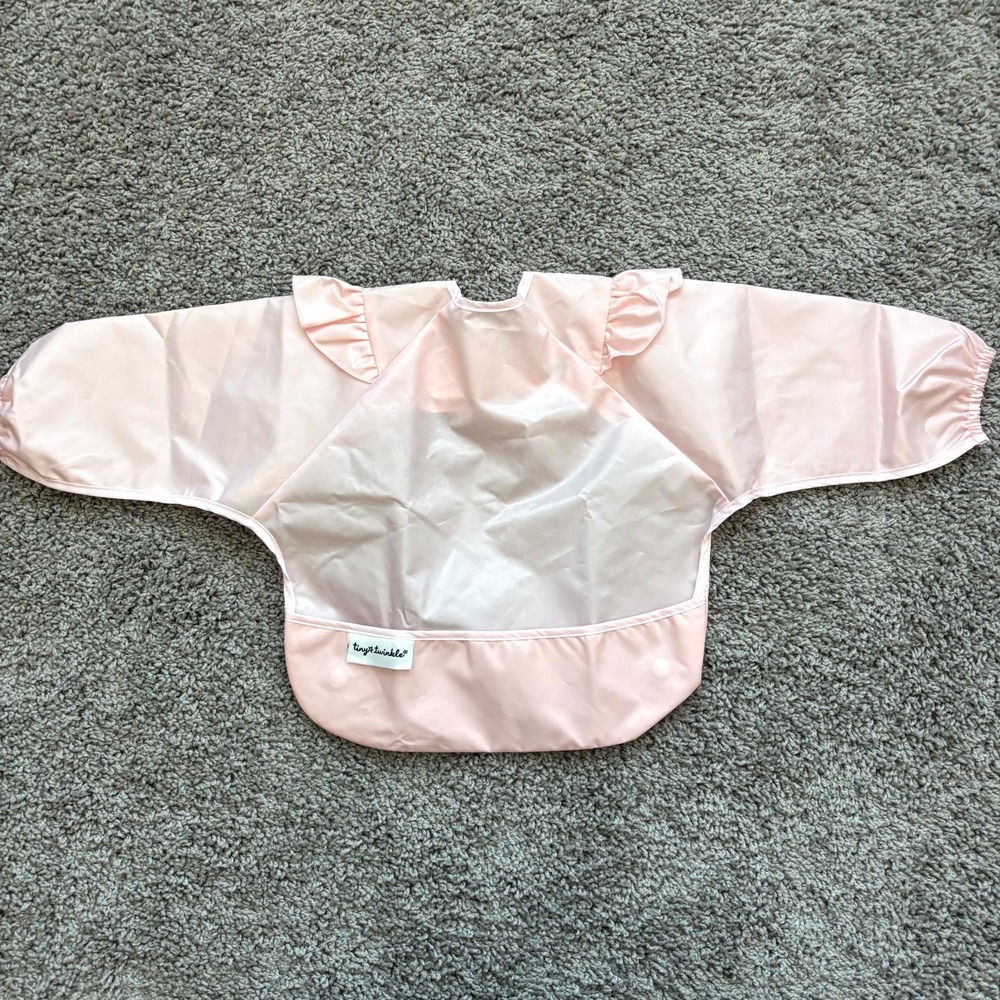 Tiny Twinkle Baby Feeding Smock Bib Pink Long Sleeve Waterproof 6-24 Months